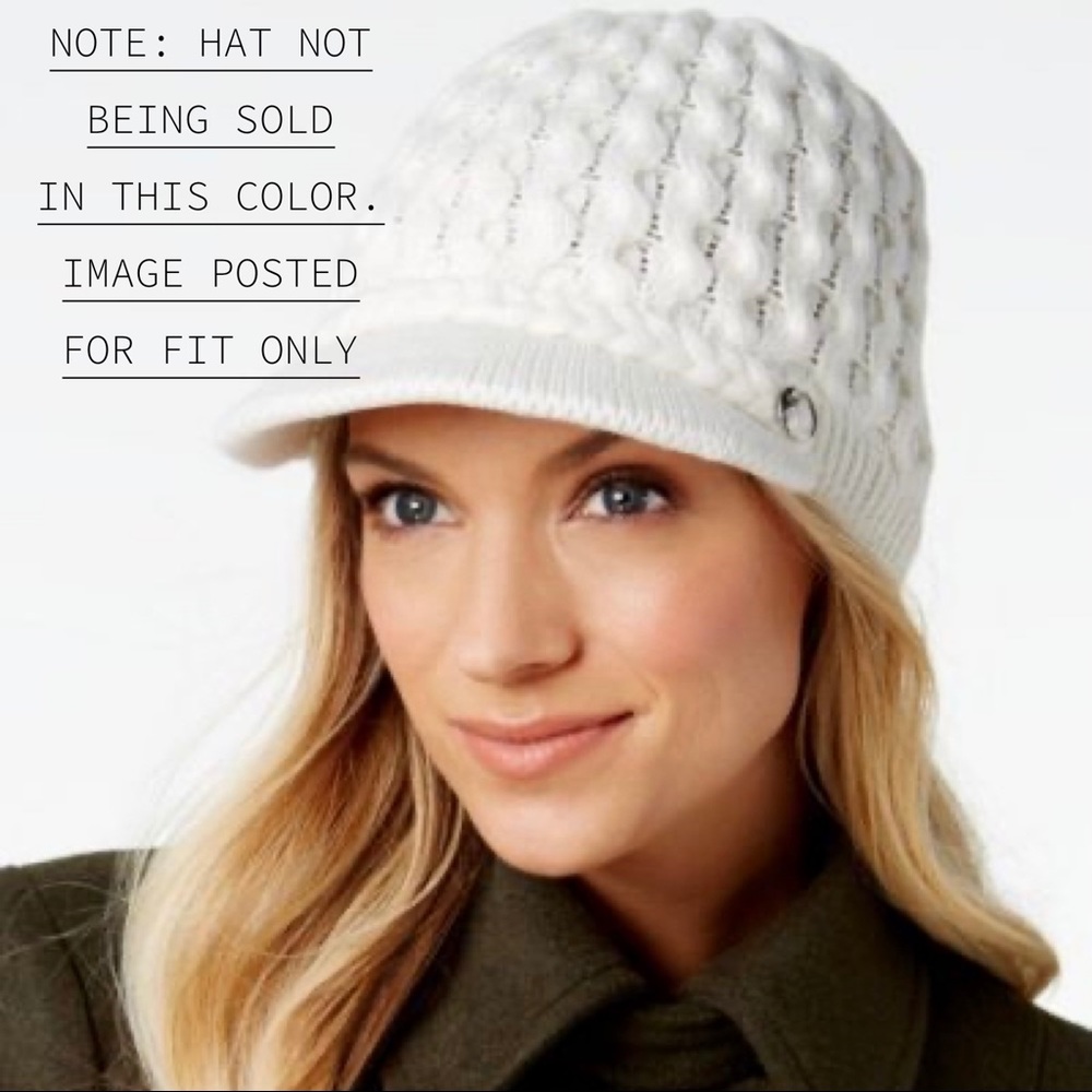 Calvin Klein Taupe Cable Cabbie Newsboy Hat